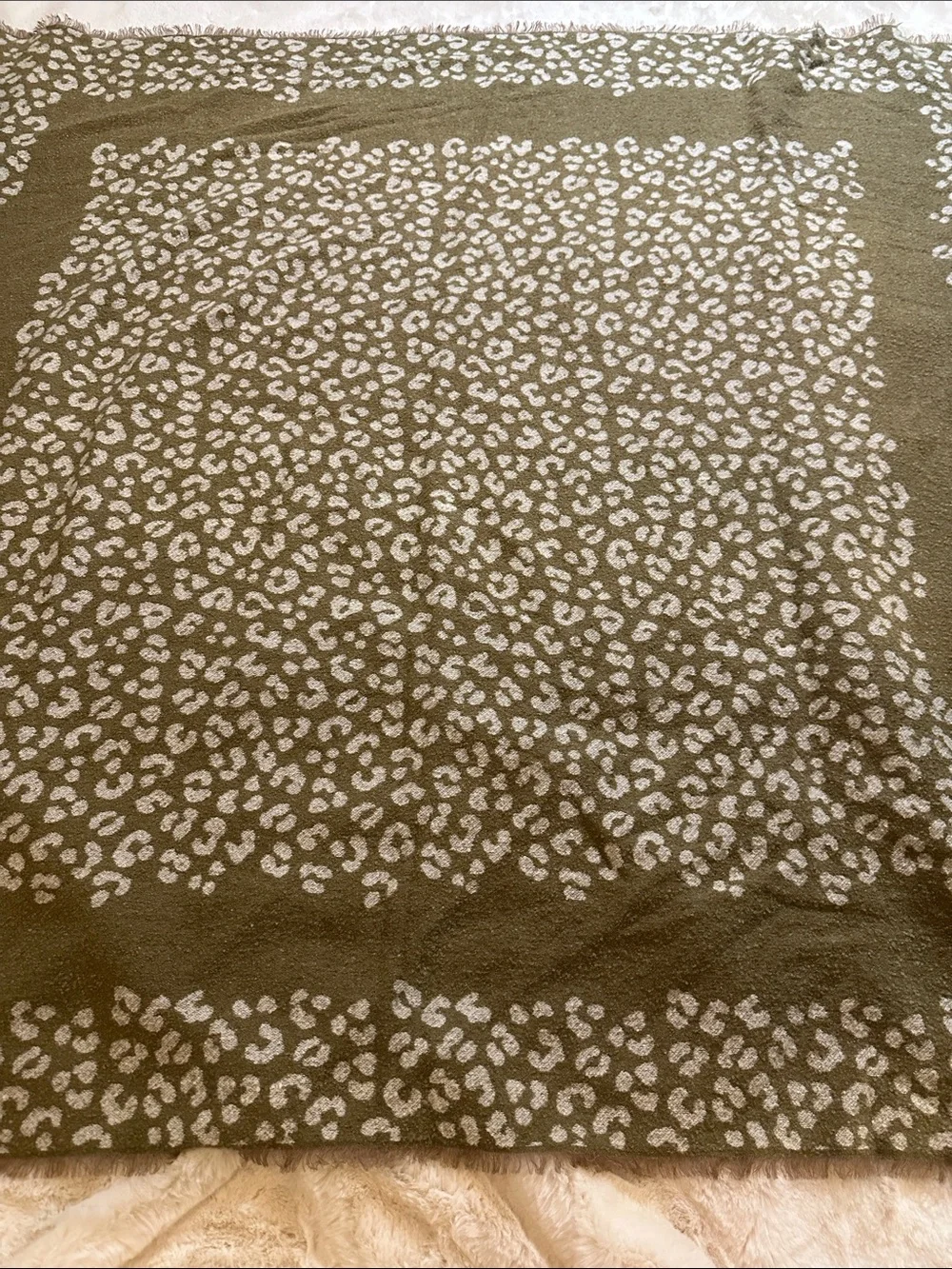 Madewell Olive brown and Cream Leopard Wrap Scarf
